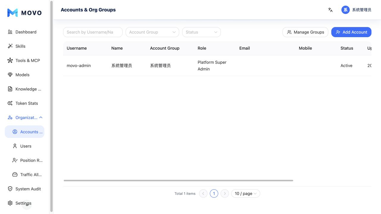 Account Groups and Accounts in English
